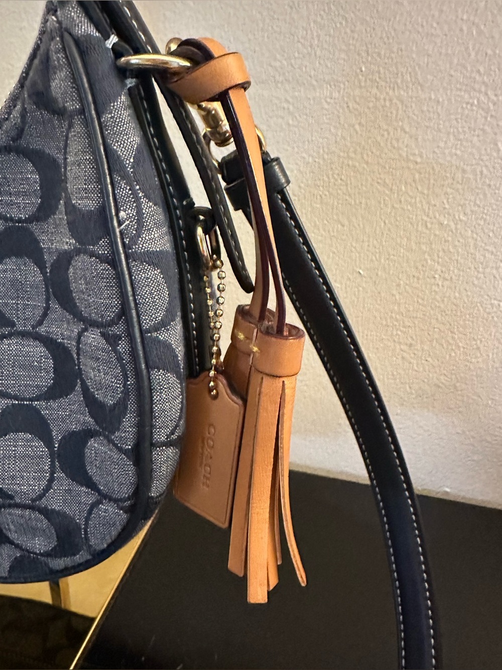 COACH Kleo Denim Hobo Signature Two Way Shoulder Crossbody Bag - Picture 4 of 8